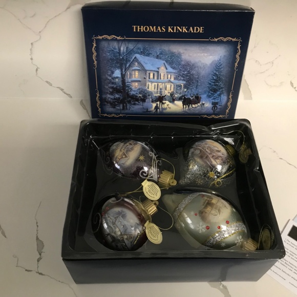 Bradford Exchange 4 Thomas Kinkade Christmas Light up luminary Ornaments NIB - Picture 3 of 10